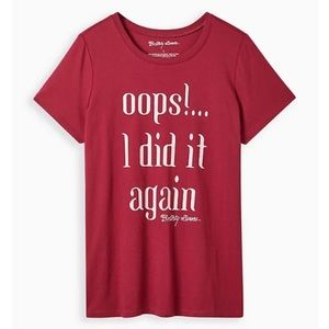 NWT TORRID CLASSIC FIT CREW TEE - COTTON BRITNEY SPEARS OOPS RED